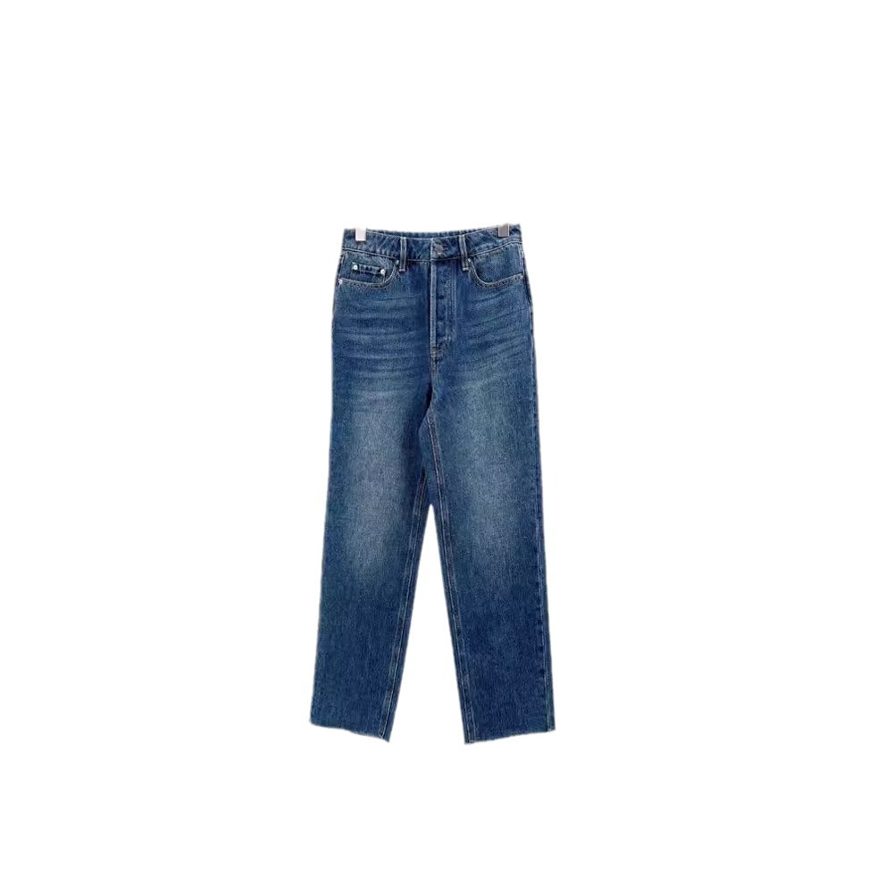 Warren Hailong's new Spring/Summer Classic cut deep blue, simple and slimming straight-leg jeans for women Item Picture