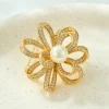 The elegant gift is a fine selection of light luxury, slightly studded with zirconium flower grey pearl brooch, a high-end and versatile clothing accessory, a pin and a brooch flower Application Scenario