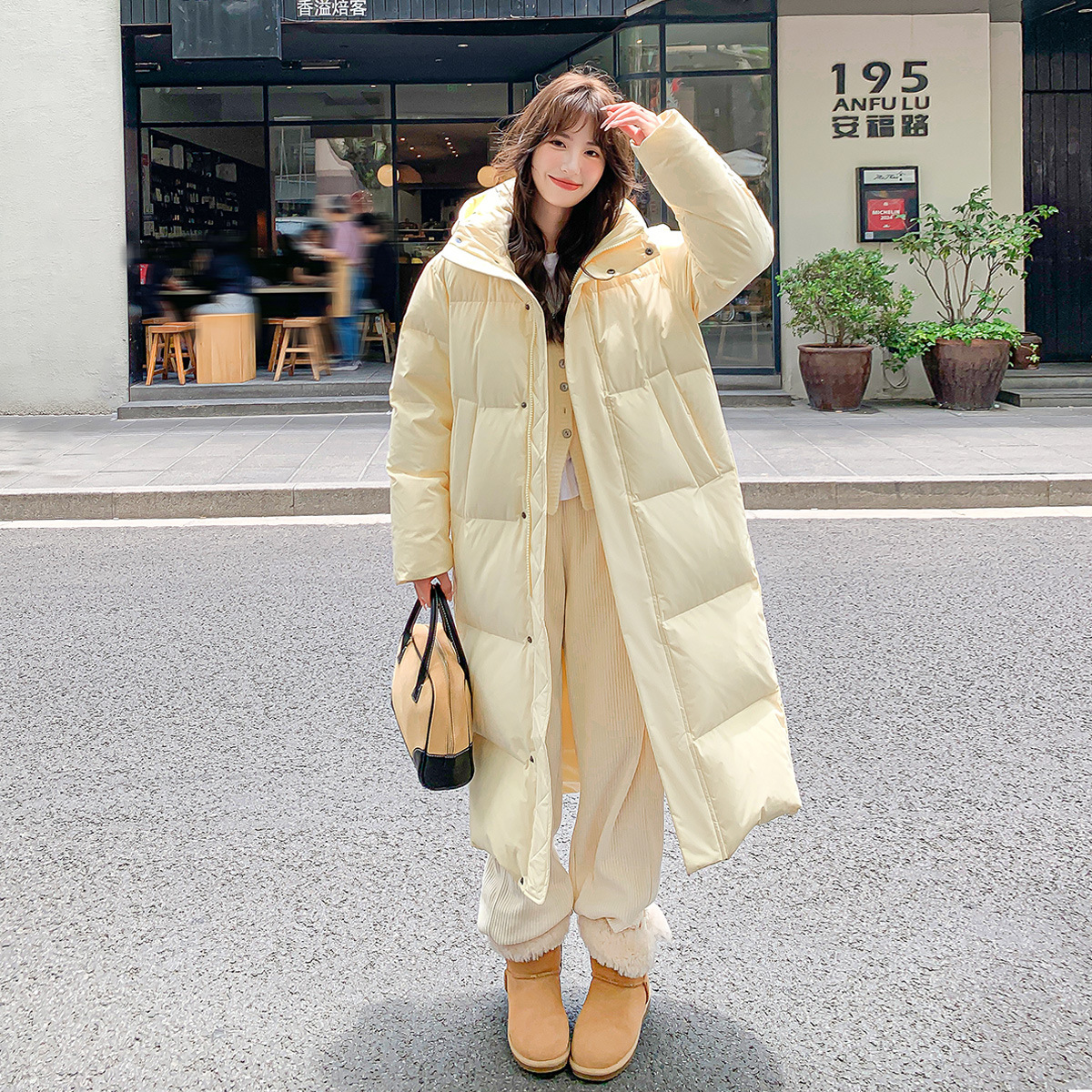 正品长款羽绒服女冬季2025新款超长过膝情侣宽松加厚90白鸭绒外套细节图