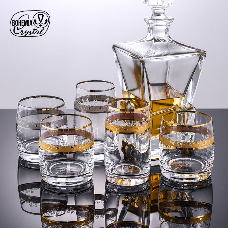 Czech imported whisky wine glasses, crystal glasses, handcrafted Western-style wine glasses, light luxury and high-end home glass cups, beverage cups Specification image