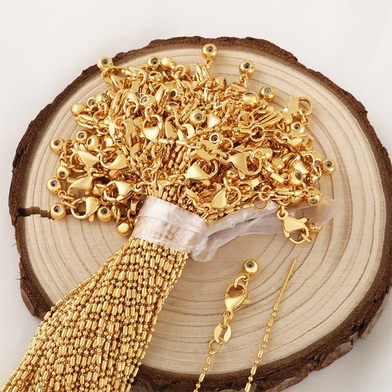 18k gold-plated color-preserving diy handcrafted chain, bamboo joint universal chain, adjustable chain, color-preserving necklace manufacturer wholesale Specification drawing
