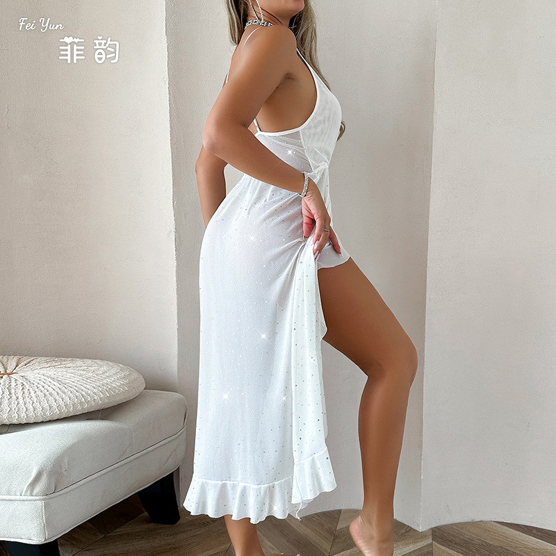 European and American cross-border sexy underwear, nightclub sexy pajamas, V-neck sleeveless sequined halter dress wholesale 797 Specification drawing