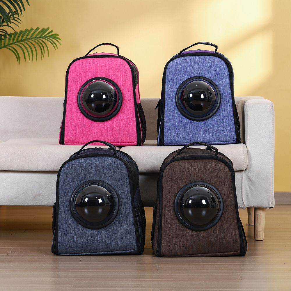 戎咖宠物跨境宠物包透明布帘猫包太空双肩宠物背包外出便携包狗狗背包便携式猫猫包