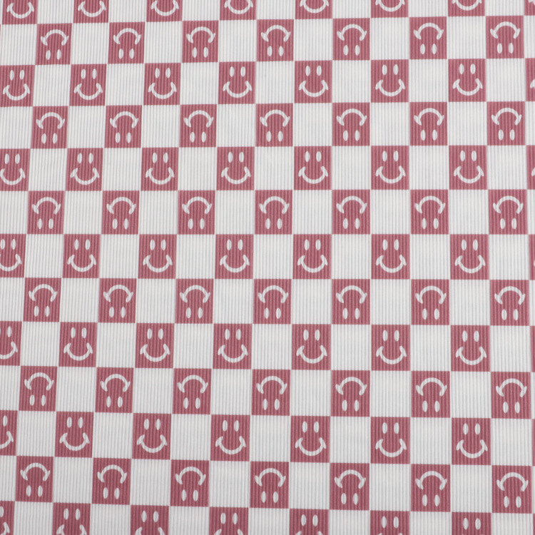 In-stock ice silk ribbed fabric, digital printed polyester stretch fabric, home wear, wide-leg pants, printed ribbed fabric