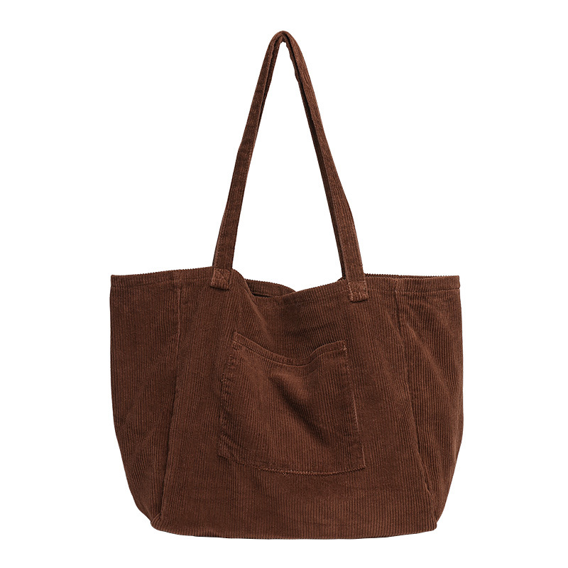 Korean retro corduroy underarm bag, ins artistic large-capacity handbag, trendy and fashionable canvas single-shoulder women's bag Item Picture