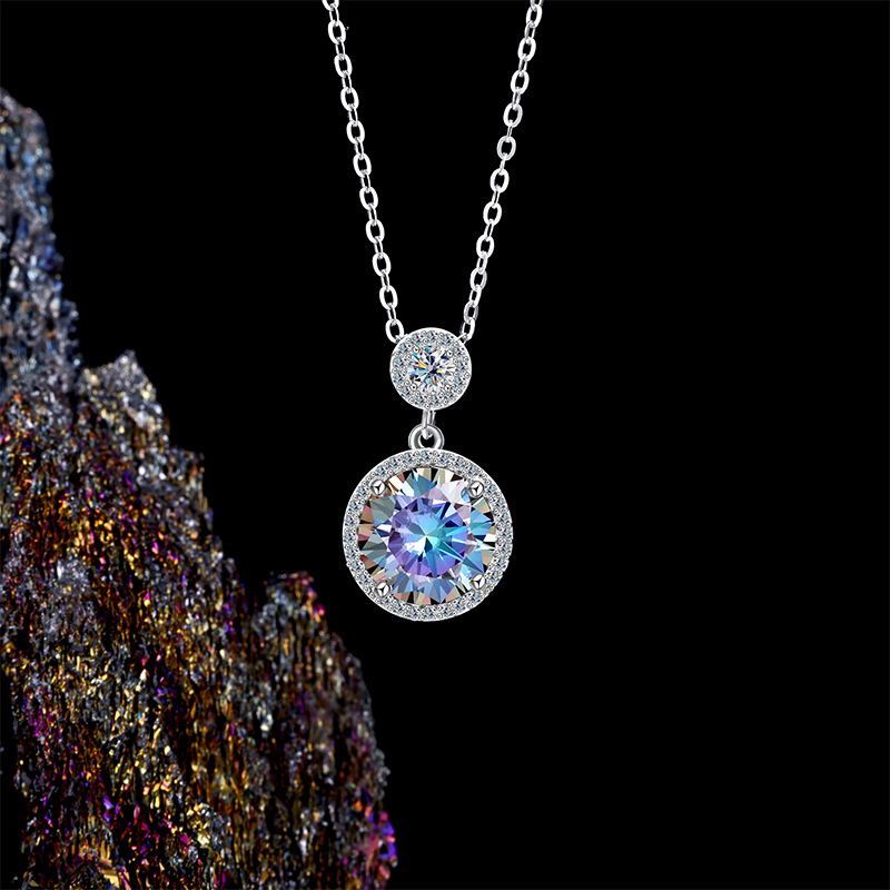 卓恒甄选圆形莫桑石高级感轻奢项链S925纯银锁骨链不掉色生日礼物颈链