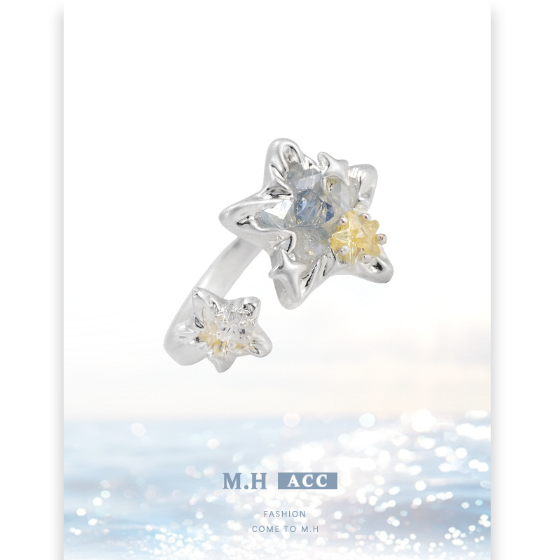 【 Customization 】 Star Sea Shiguang Star Ring, a women's light luxury, high-end, fashionable and versatile, exquisite index finger ring with a sense of design