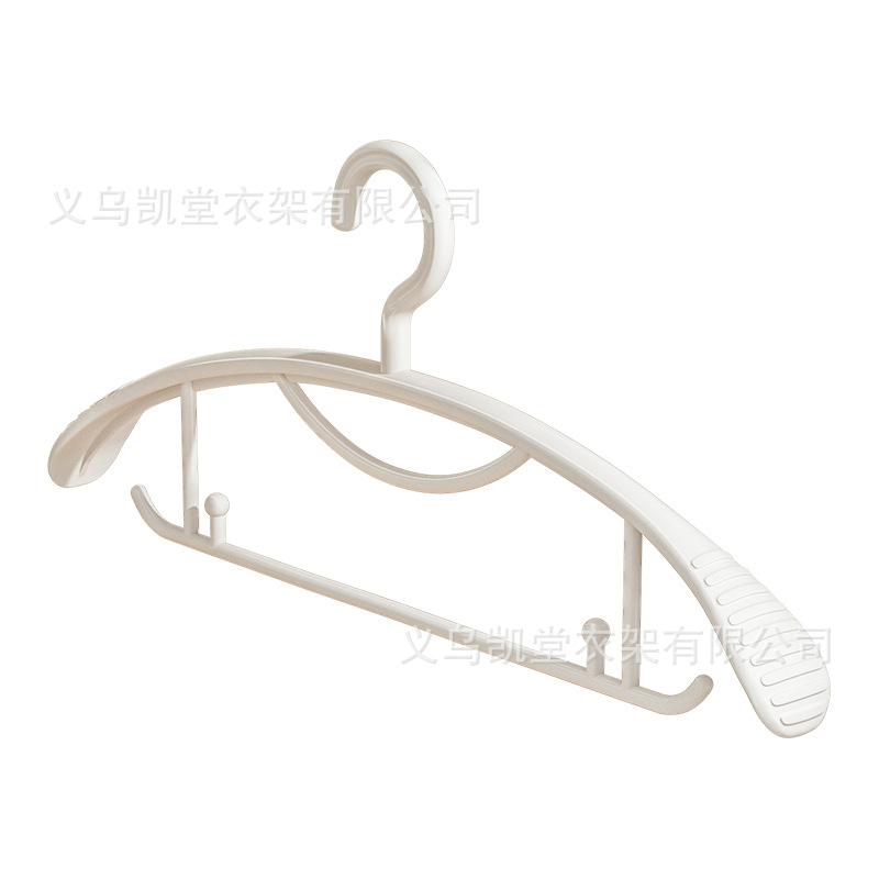 义乌凯堂新款加粗加厚宽肩晾衣架防滑无痕不起肩衣架子家用挂衣白底实物图