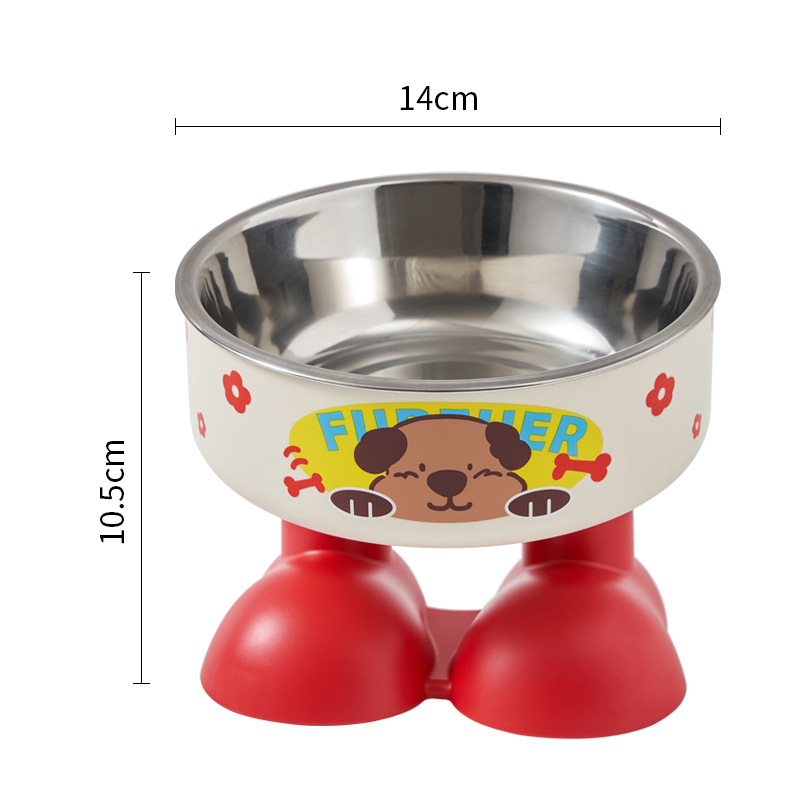 Rongka Pet Cross-border Pet stainless Steel high-legged Bowl, anti-slip and anti-knock cat bowl, large-capacity dog feeder, cat food bowl Item Picture