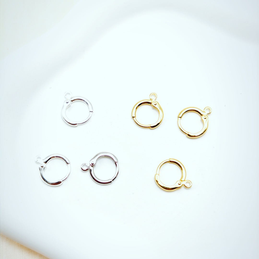 Korean-made quality copper round French ear hook and ear buckle earrings, diy jewelry accessories, 14k gold plating for color retention details Picture