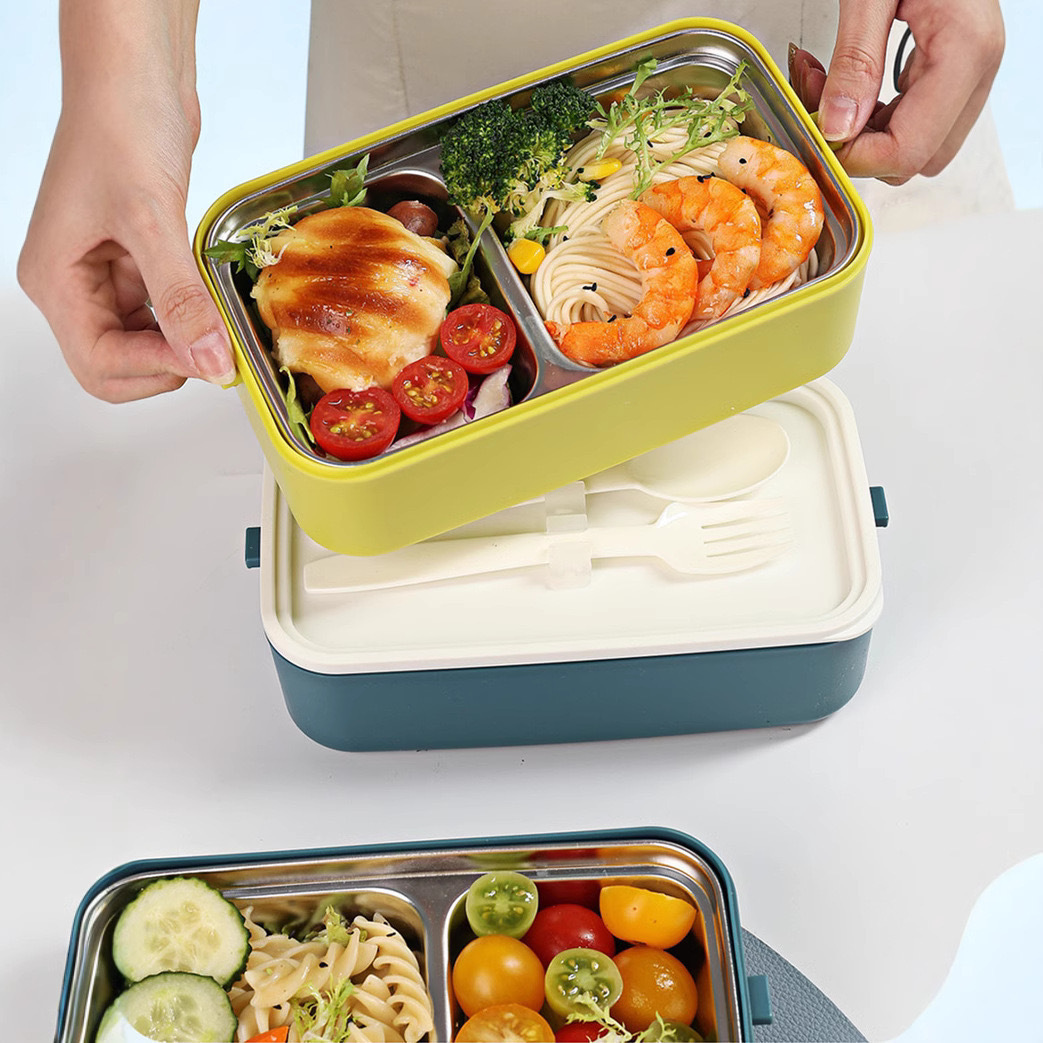 Single-layer and double-layer food-grade 304 stainless steel sealed and insulated lunch box, microwave oven-safe lunch box details Picture