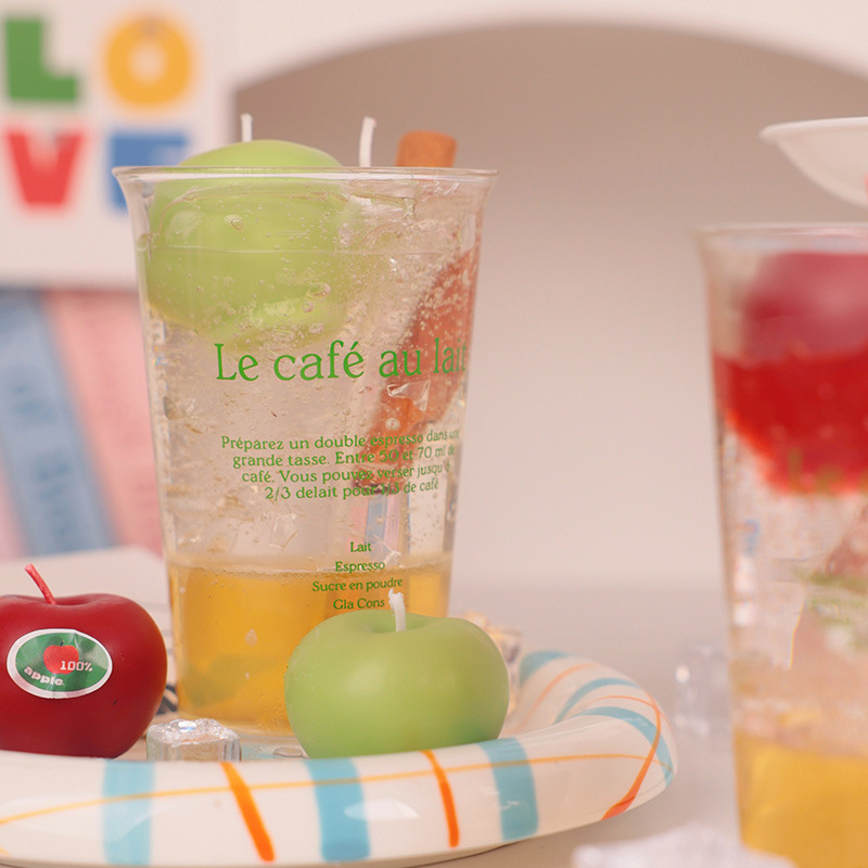 Vela de forma transfronteriza manzana al por mayor bebidas burbujas velas perfumadas jaleas vasos de cera velas de frutas perfumadas Application Scenario