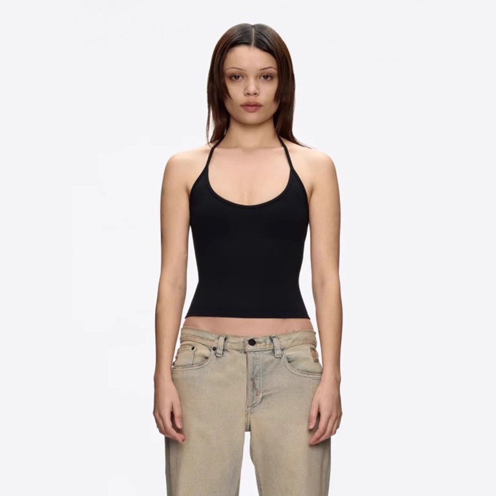 tankair American-style halter design with a touch of sophistication, a cute girl's pure desire top, a beautiful back with a small halter top and a crop top Specification drawing