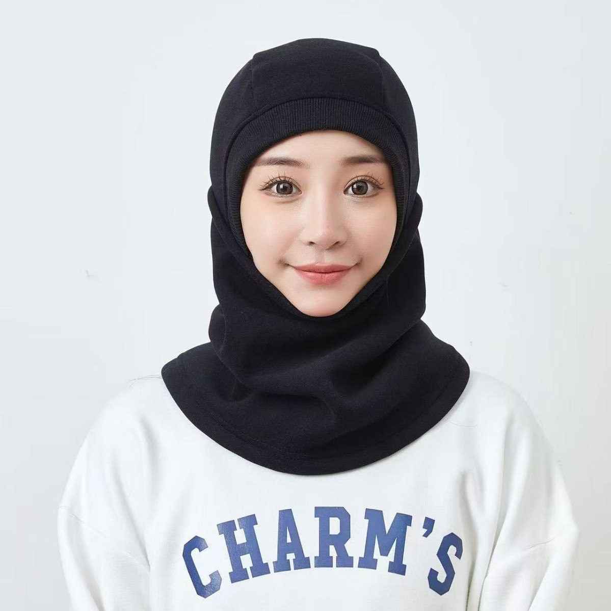 New autumn and winter women's thickened fleece hooded cap, cold-proof face mask, outdoor cycling and skiing face protection and neck scarf integrated hat