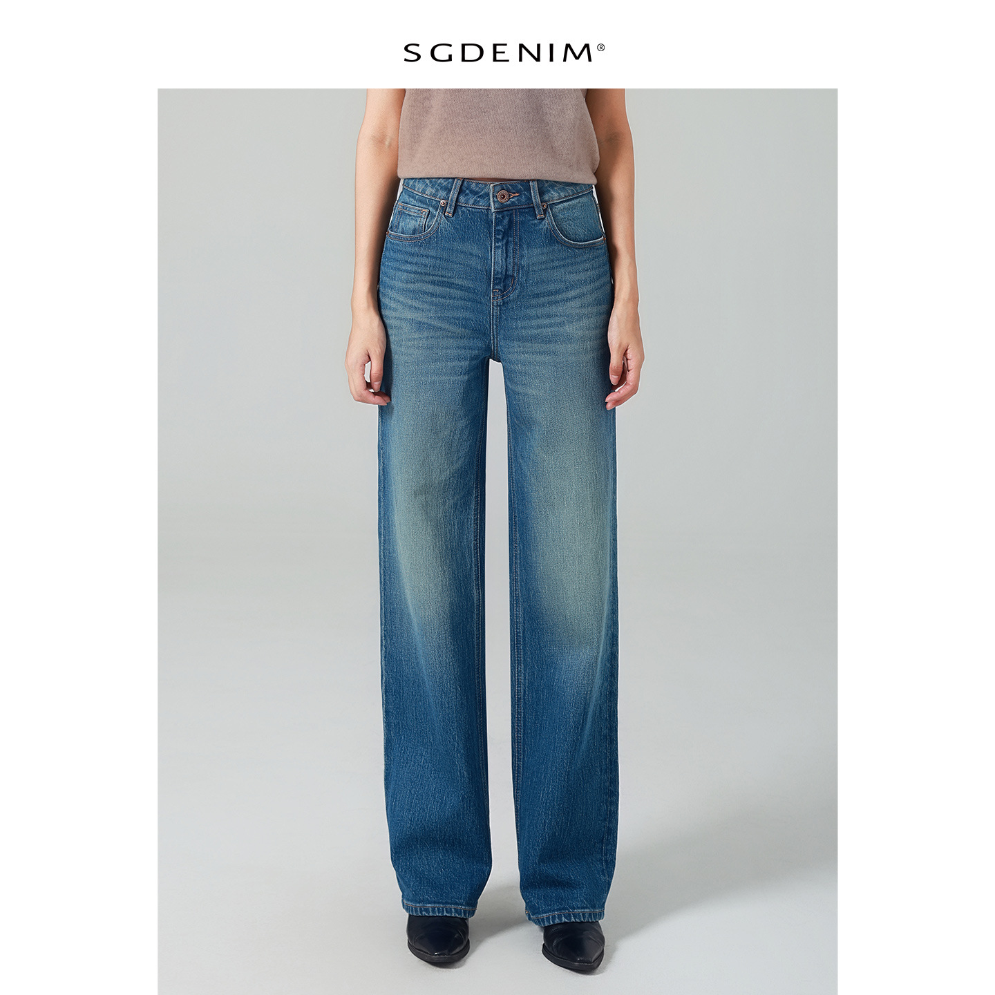 French fries pants/High-waisted Jeans for women, narrow straight-leg pants, elastic retro style, autumn/Winter 25, slimming and casual details Picture