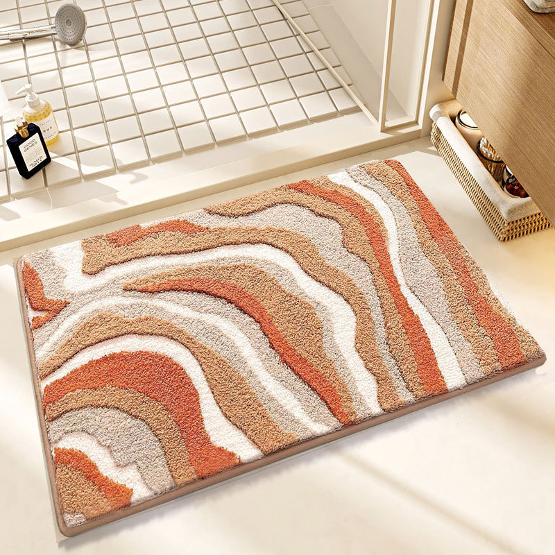Marine faux cashmere floor mat, bathroom thickened water-absorbing foot mat, dirt-resistant, anti-slip and easy to maintain, toilet and bathroom floor mat details Picture