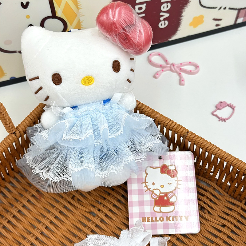 Wholesale of 15 cm doll doll clothes kt cat droopy ears rabbit doll doll clothes for changing into lace-trimmed princess dresses details Picture