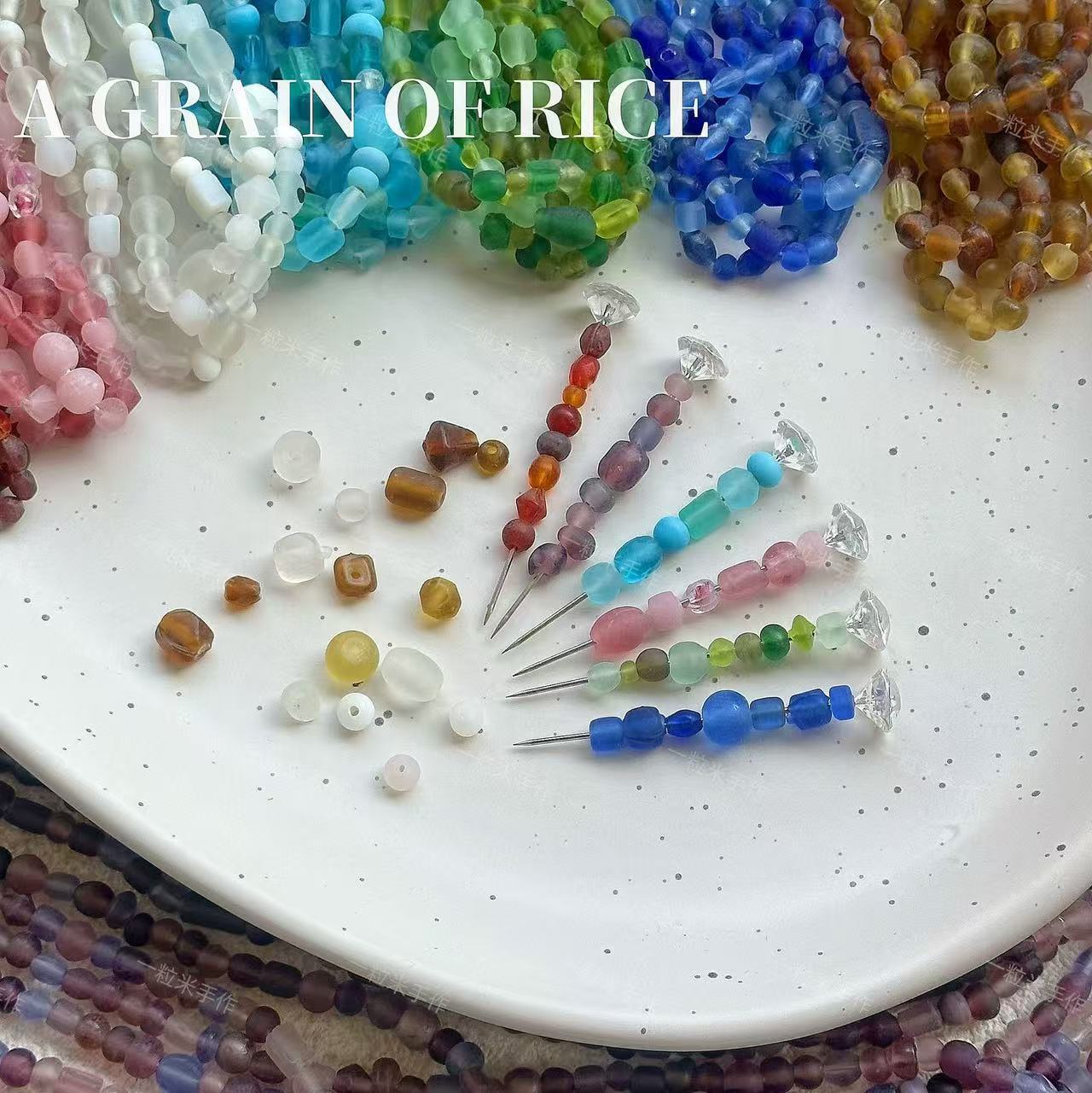 【 Nepalese Imported Old Glass Beads 】3-8mm rainbow-colored diy bracelet loose bead accessories with an old and vintage feel