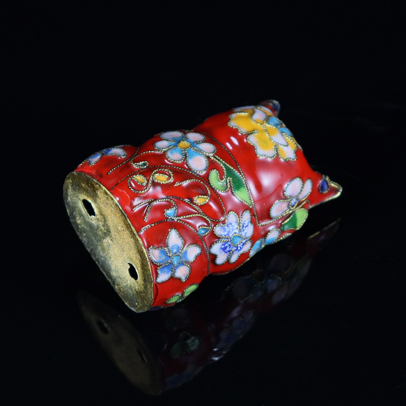 Beijing Cloisonne vintage cultural collectibles, small decorative items, copper body, cloisonne enamel filigree, silver blue small money cat details Picture