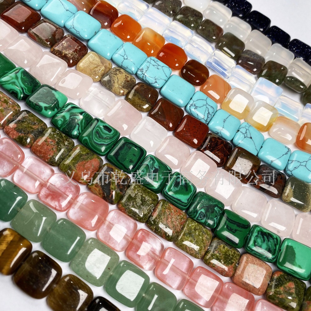 Natural crystal, stone, agate, square, semi-precious stone, loose beads, a variety of material jewelry beads, necklaces, bracelets and accessories Item Picture