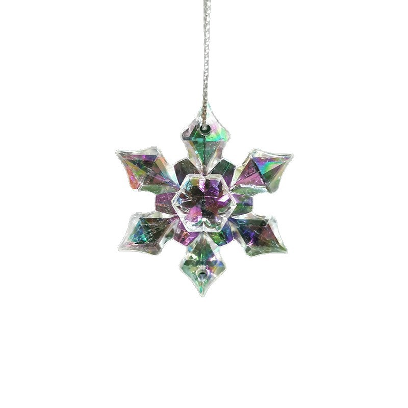 Christmas decorations, rainbow light effect crystal snowflake hanging ornaments, creative home decoration, holiday gifts, hanging decorations, versatile styles Item Picture
