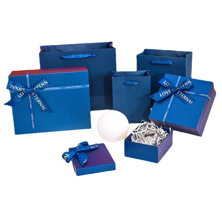 伴手礼蝴蝶结礼盒礼袋定制生日礼品盒天地盖化妆品口红服饰包装盒白底实物图