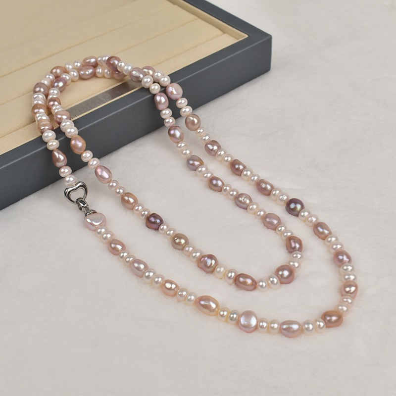 2025 New French Baroque irregular pearl necklace for women, a high-end natural freshwater pearl double-layer sweater chain Specification image
