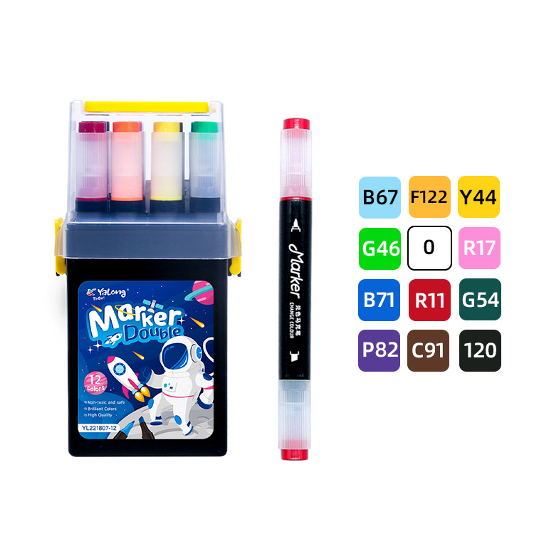 Yalong Cross-border Bestseller 12-color acrylic paint marker pens are used for fabric painting markers and artistic acrylic