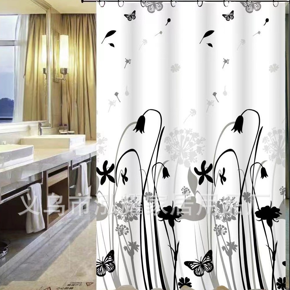 浴帘涤纶/浴室帘欧式/折叠浴帘/浴室帘peva/浴室帘女人简约细节图