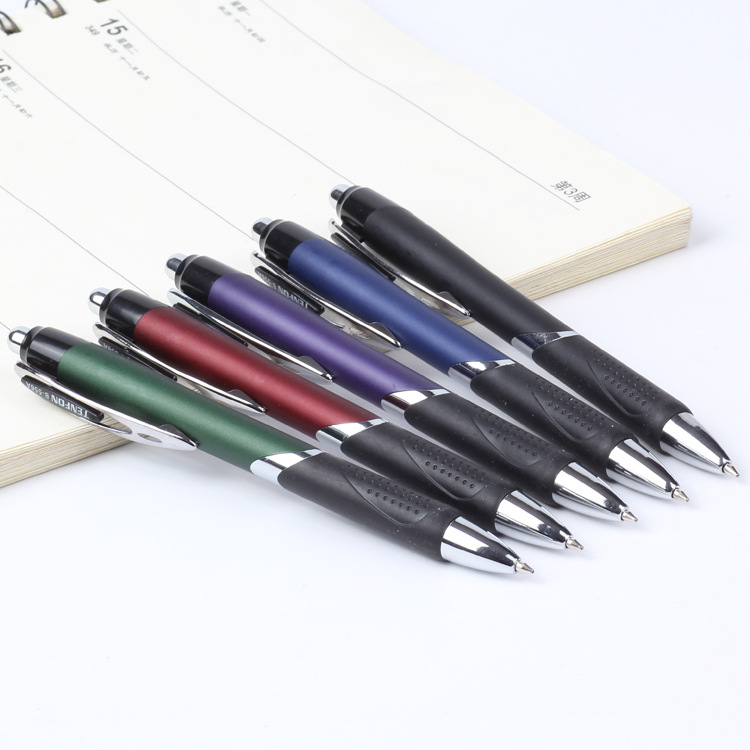 Tianfeng push-spring Ballpoint Pen 556A, foreign trade plastic Ballpoint pen, plastic semi-metal Ballpoint pen Specification drawing