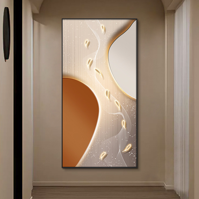 九鱼图玄关装饰画寓意好轻奢走廊过道挂画高档大气立体大幅晶瓷画