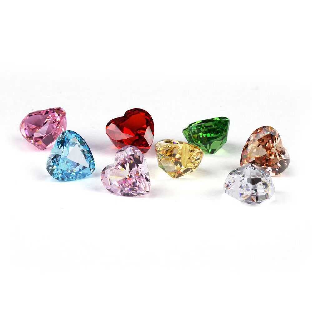 Color corazón cristal melocotón cristal zirconia transparente piedras sintéticas diamantes desnudos con piedra primeros adornos diy Specification image