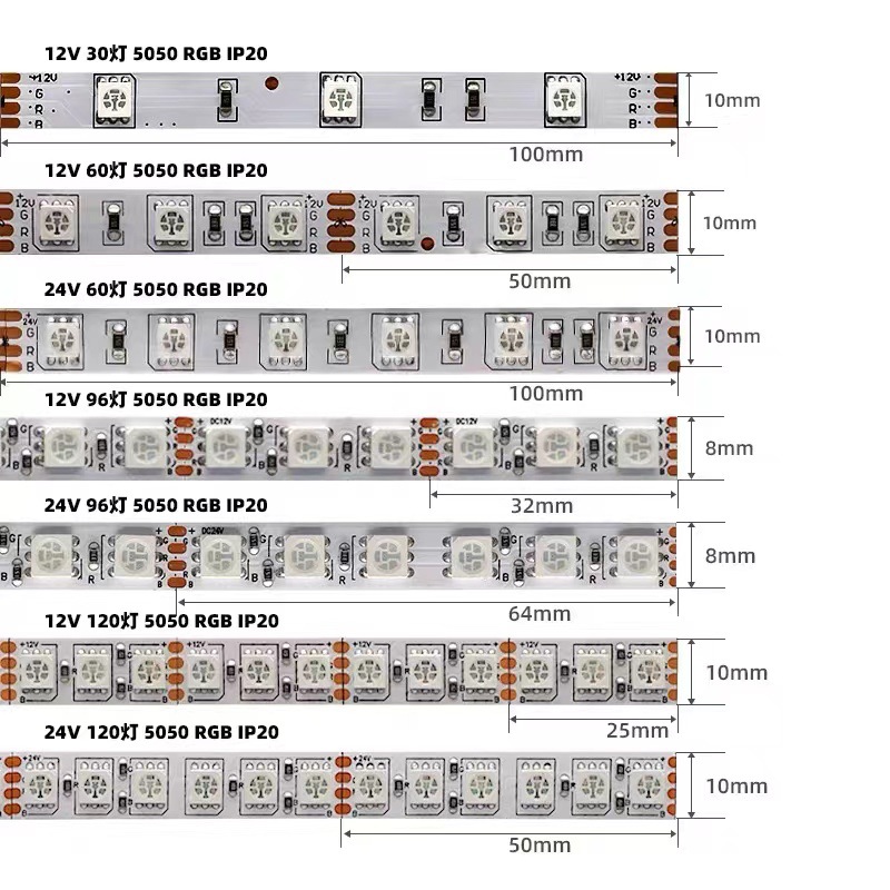 RGB light strips 50, 50RGB, 60, 120 RGB light strips 120, seven-color variable light strips, 24VRGB soft light strips Application Scenario
