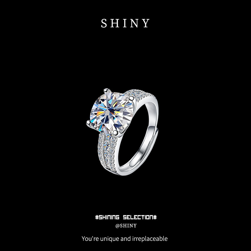 A 5-carat Moissan ring S925 with a high-end and light luxury feel from Europe, America, Japan and South Korea, made entirely of pure silver, is a versatile engagement and proposal ring Specification image