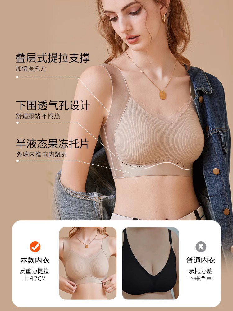 内衣/粉底液吊带/无铁内衣/胸罩/圆领内衣无痕细节图