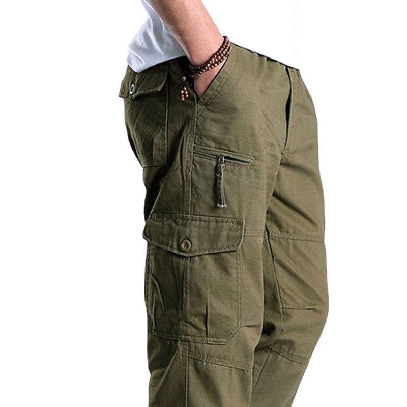 Outdoor casual pants, multi-pocket cargo pants, men's loose, pure cotton men's multi-pocket pants, trendy, casual and versatile Item Picture