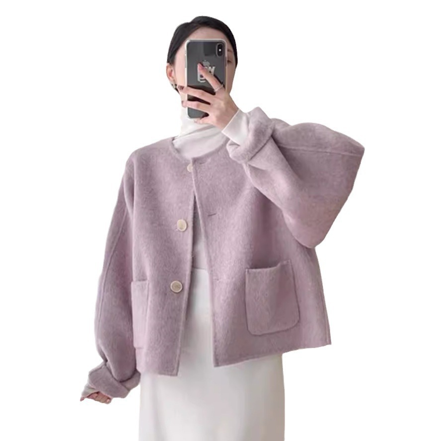 大衣/羊绒大衣/白大褂/黑色羊绒大衣/清仓尾货白底实物图