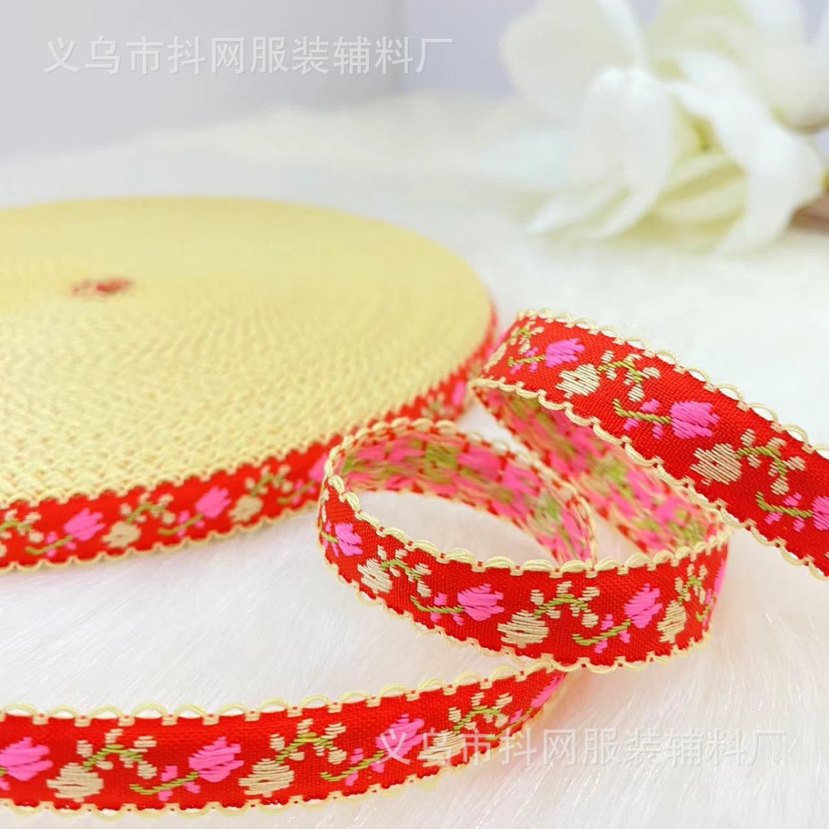 1.4 cm black fungus edge jacquard embroidery ribbon, hair accessory, headwear, edge strap, performance costume accessory Specification image