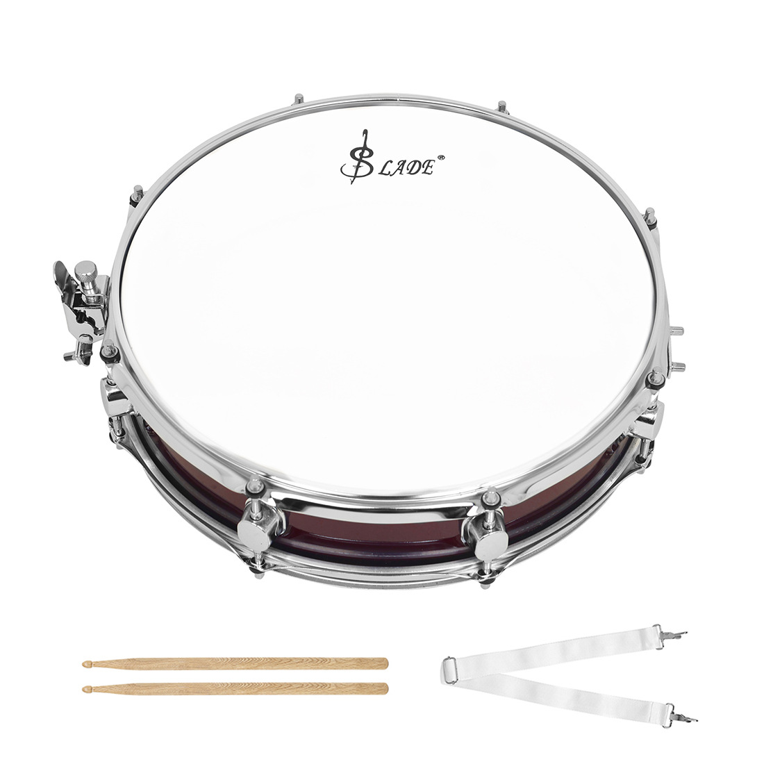 Cross-border 14× 3.5-inch small snare drum, ultra-thin stainless steel snare drum, student adult marching drum, band small drum, narrow drum Item Picture