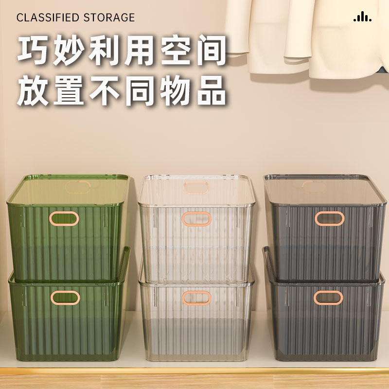 溢溢购透明收纳盒大容量桌面化妆品收纳盒透明带盖防尘杂物收纳箱细节图