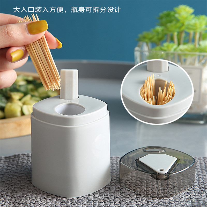 Wholesale of creative automatic toothpick boxes, household high-end press-type toothpick cans, portable and portable toothpick cylinders Specification image