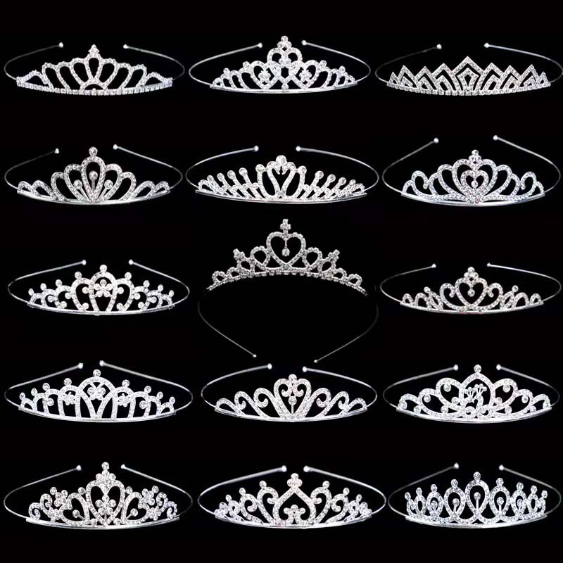 Children's crown headband, girl's birthday headwear, baby's small crown, dance dress, and gold crystal diamond hair accessory