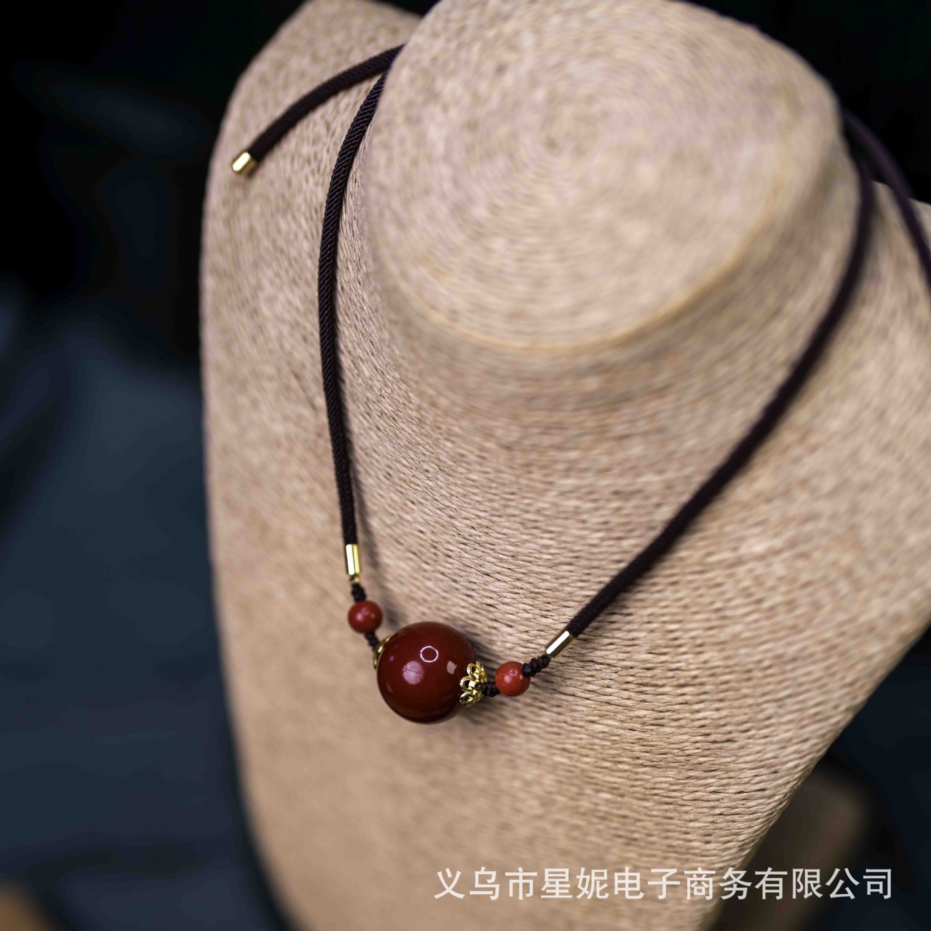 星妮复古安可拉红红石项链松石锁骨链珠吊坠挂件女款厂家批发产品图