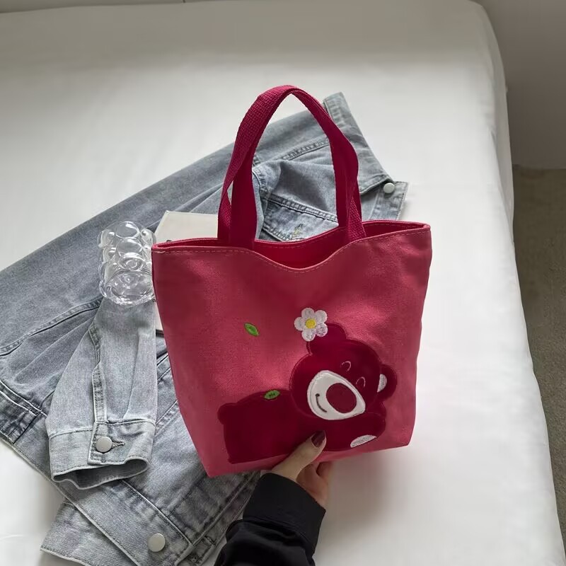 Sanrio Melody Big Eared Dog Canvas tote Bag, hand-held bag, student bento Bag, Lunch Box Bag, Summer export Edition Application Scenario