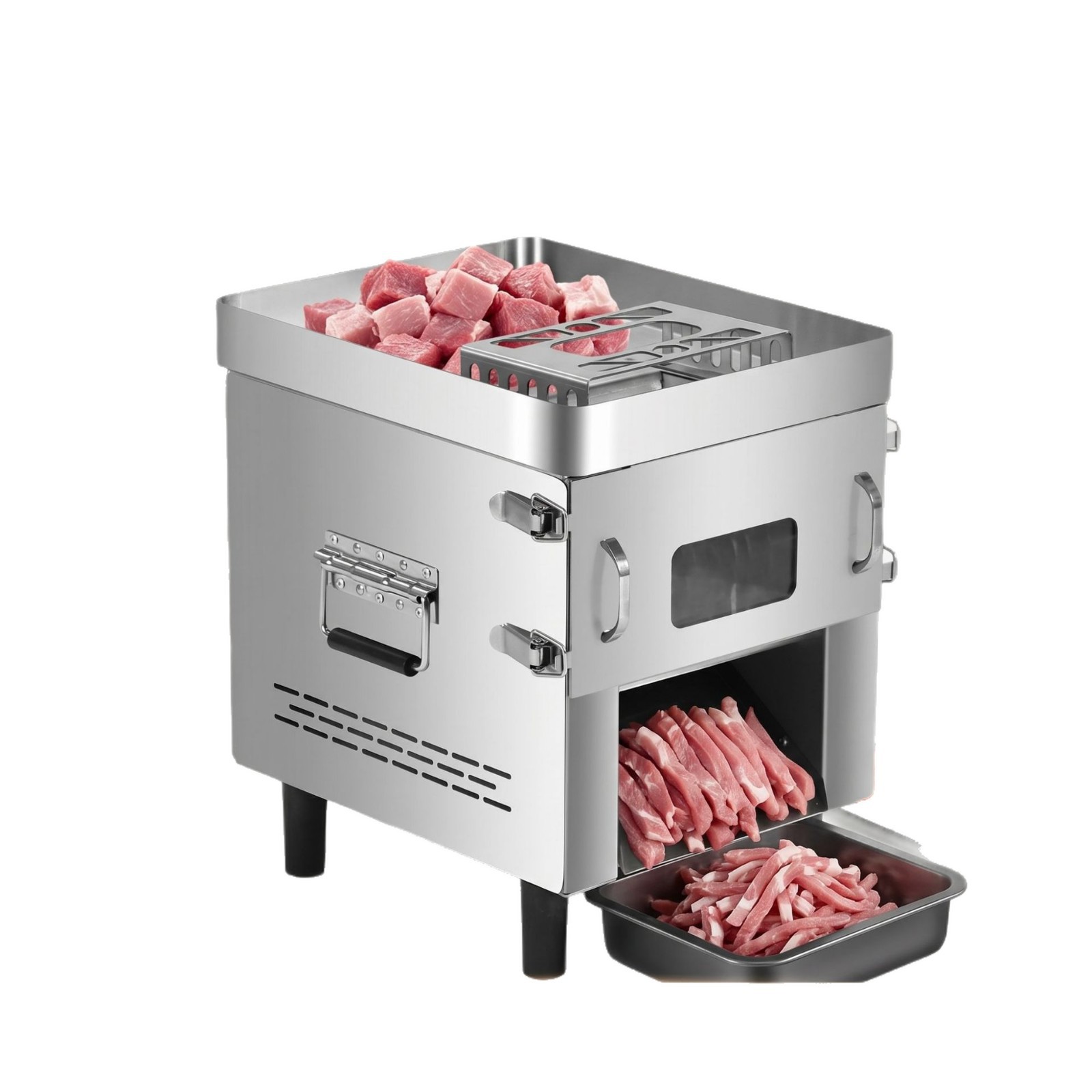 Commercial meat slicer, fully automatic stainless steel fresh meat slicing and shredding integrated machine, special meat slicing equipment for canteens and catering Item Picture