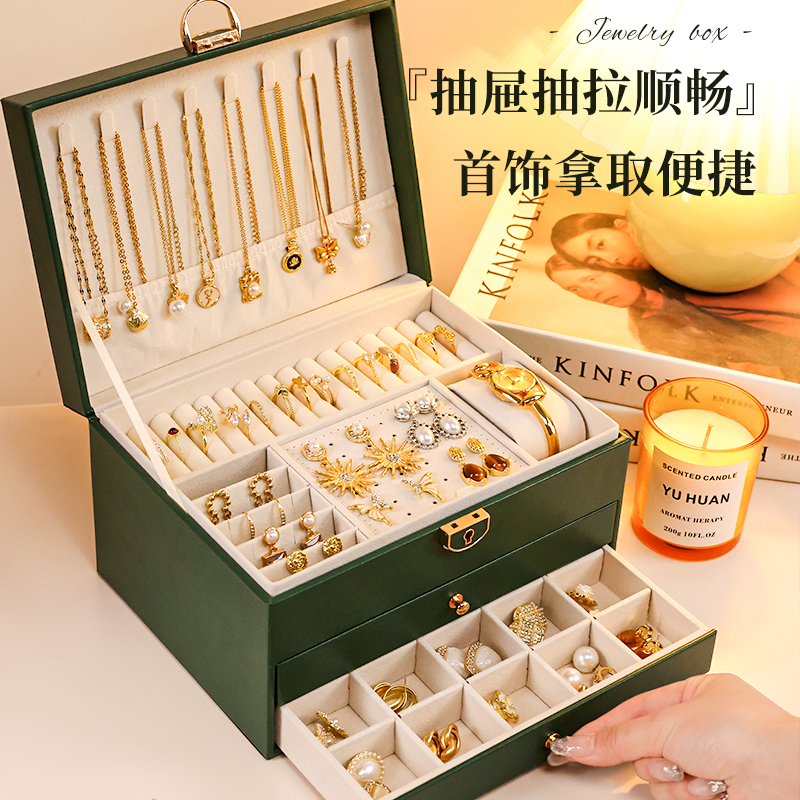 Jewelry box, combination lock, multi-layer jewelry storage box, gold jewelry, wedding gifts, large-capacity dust-proof storage function Application Scenario