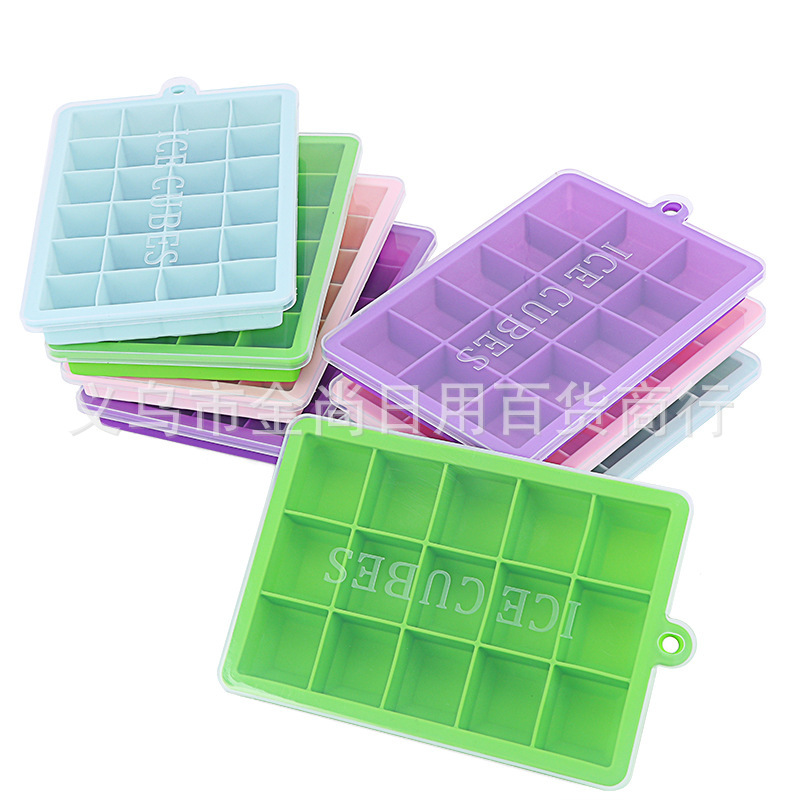 New simple 15-compartment silicone ice cube tray with lid DIY home square ice cube mold 24-compartment silicone ice cube tray Specification image