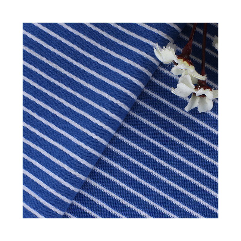 32s elastic striped sweat cotton frame knitted striped fabric summer casual T-shirt dress fabric Application Scenario