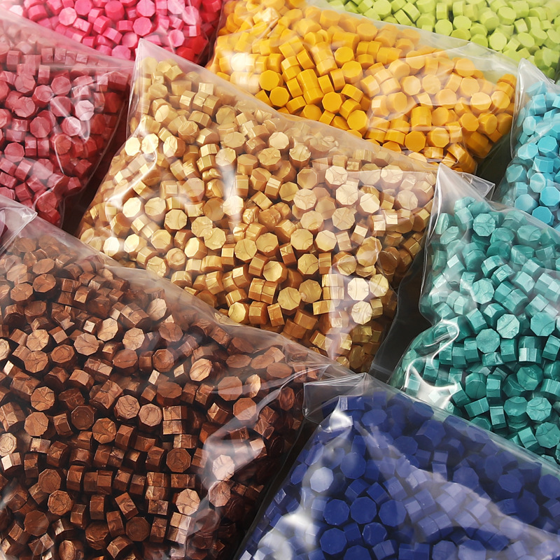 Wholesale of fire paint wax particles, fire paint seal sealing wax, pearlescent colored wax, retro bag, 500g octagonal seal paste seal wax Application Scenario