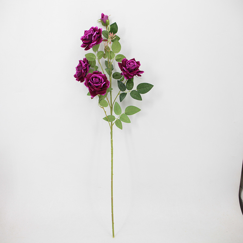 仿真多头绒布红色玫瑰花拍摄道具假花家居装饰布置仿真花摆件批发白底实物图